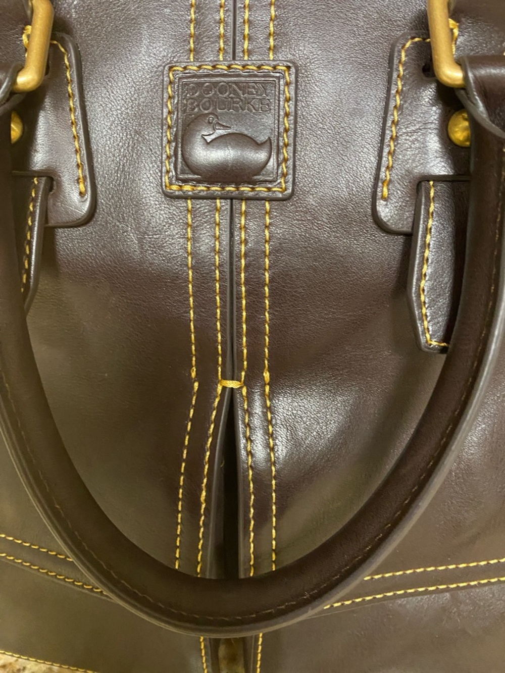 Dooney & Bourke Brown Leather Satchel with Tassel - Picture 2 of 7